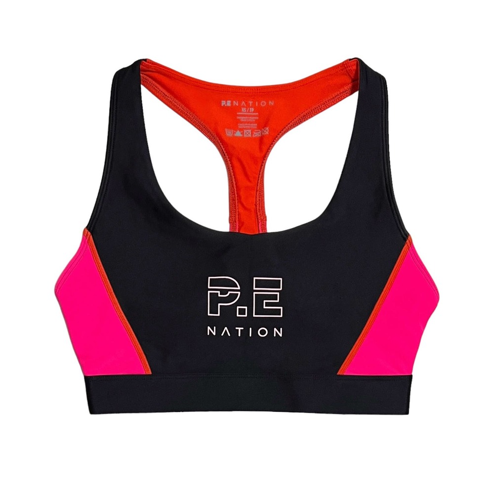 P.E Nation Black Pink Red Women’s Sports Bra Size XS